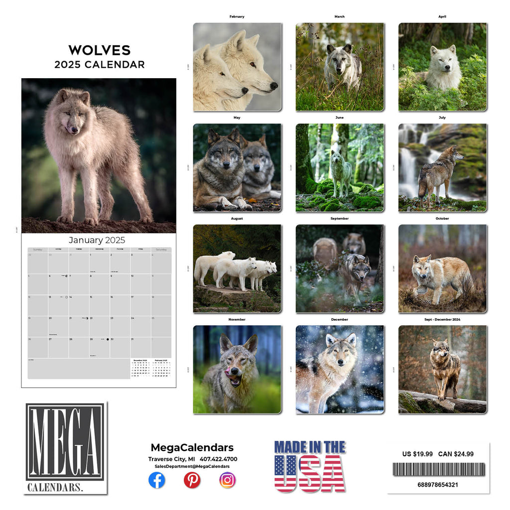 Wolves Wall Calendar 2025