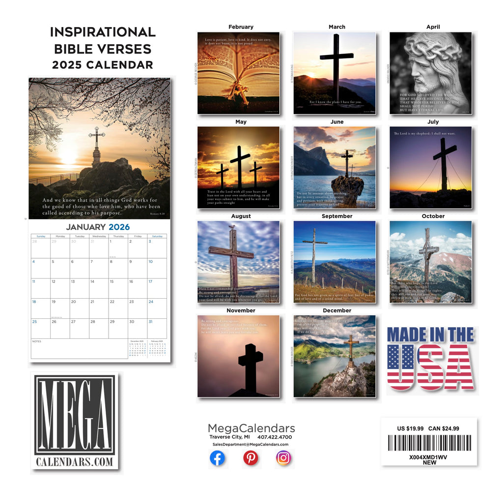 Inspirational Bible Verses Wall Calendar 2026