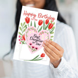 Close-up of a person holding the Daughter in Law card, showing the thick 320 GSM professional paper texture.