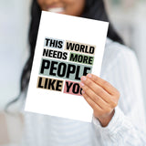 A person holding the appreciation card to demonstrate the professional weight and large scale of the product.