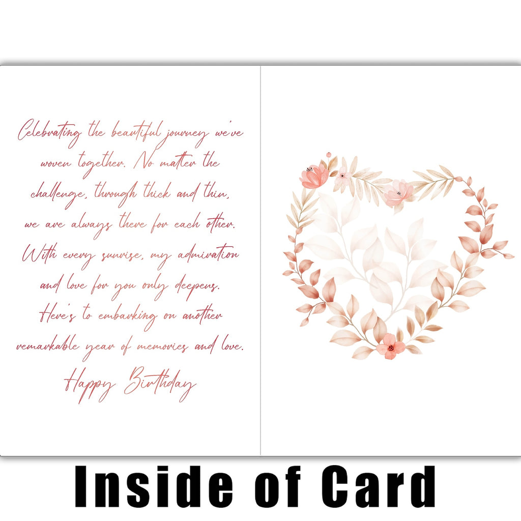 The blank interior of the "Beautiful Wife" card, showing the thick 320 GSM matte paper for a personal handwritten message.