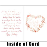 The blank interior of the "Beautiful Wife" card, showing the thick 320 GSM matte paper for a personal handwritten message.