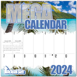 Tropical Beaches Large Grid Calendar 2024