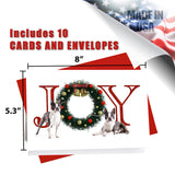 JOY Boston Terrier - Greeting Card - 5.3x8 - 10 Pack Christmas