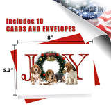 JOY Beagle - Greeting Card - 5.3x8 - 10 Pack Christmas