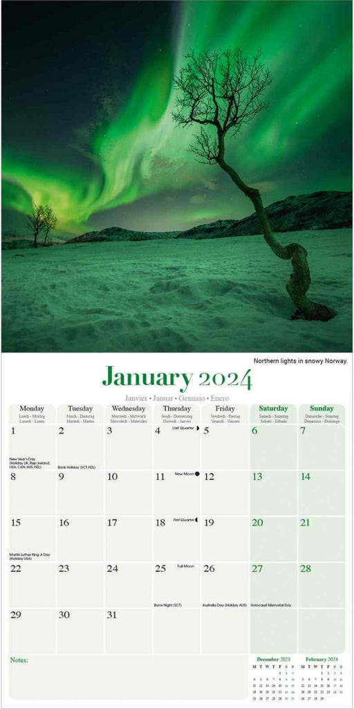 Northern Lights Wall Calendar 2024