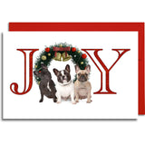 JOY French Bulldog - Greeting Card - 5.3x8 - 10 Pack Christmas