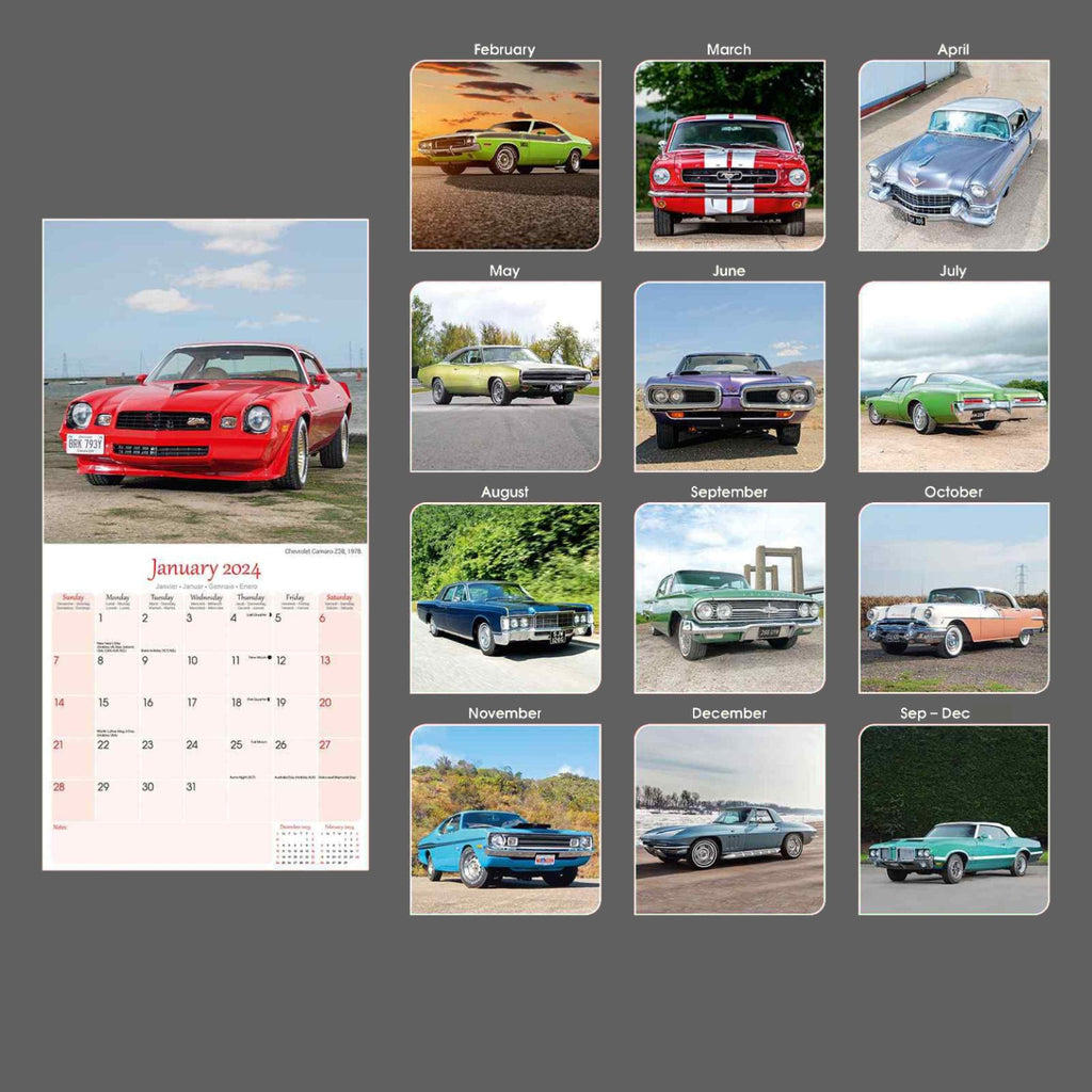 American Classic Cars Wall Calendar 2024