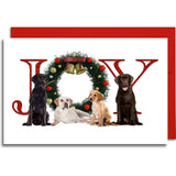 JOY Labrador Mixed - Greeting Card - 5.3x8 - 10 Pack Christmas