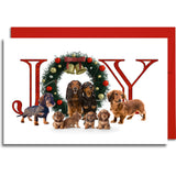 JOY Dachshund - Greeting Card - 5.3x8 - 10 Pack Christmas