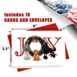 JOY Poodle - Greeting Card - 5.3x8 - 10 Pack Christmas