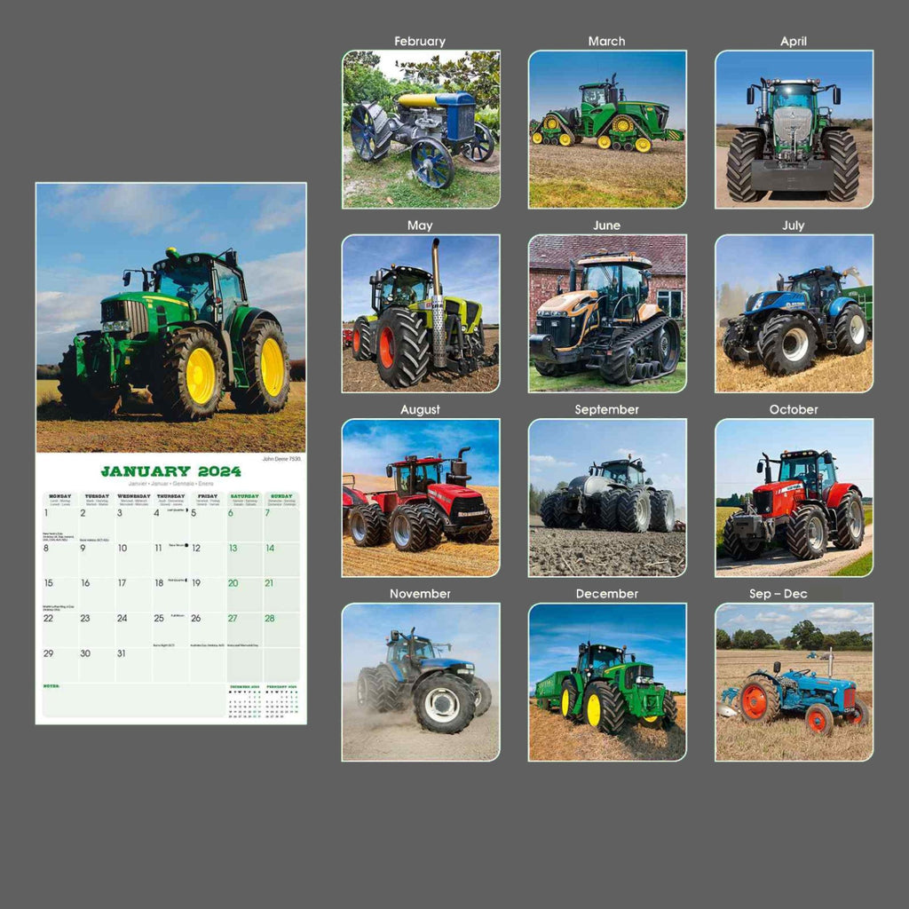 Tractors Wall Calendar 2024