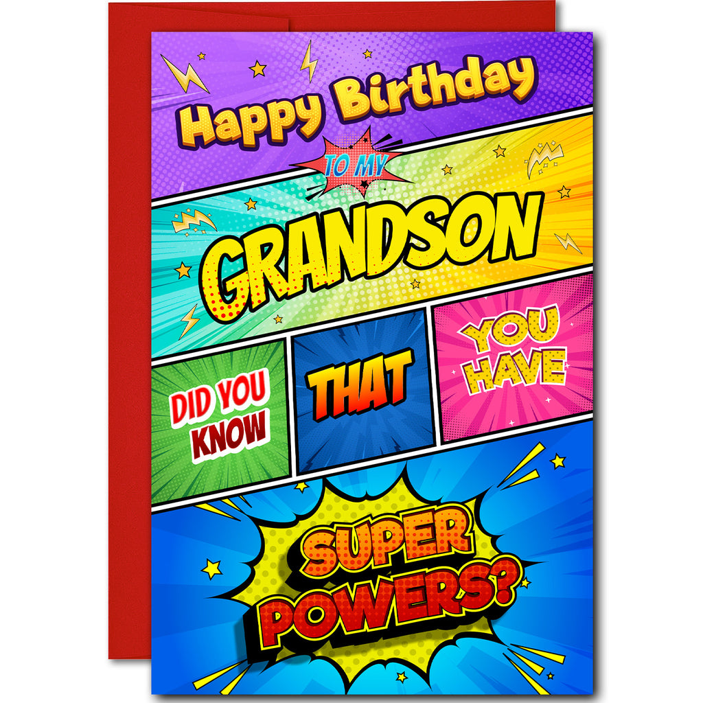 Happy Birthday Grandson Superhero Greeting Card