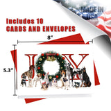 JOY Mixed Dog Breeds - Greeting Card - 5.3x8 - 10 Pack Christmas