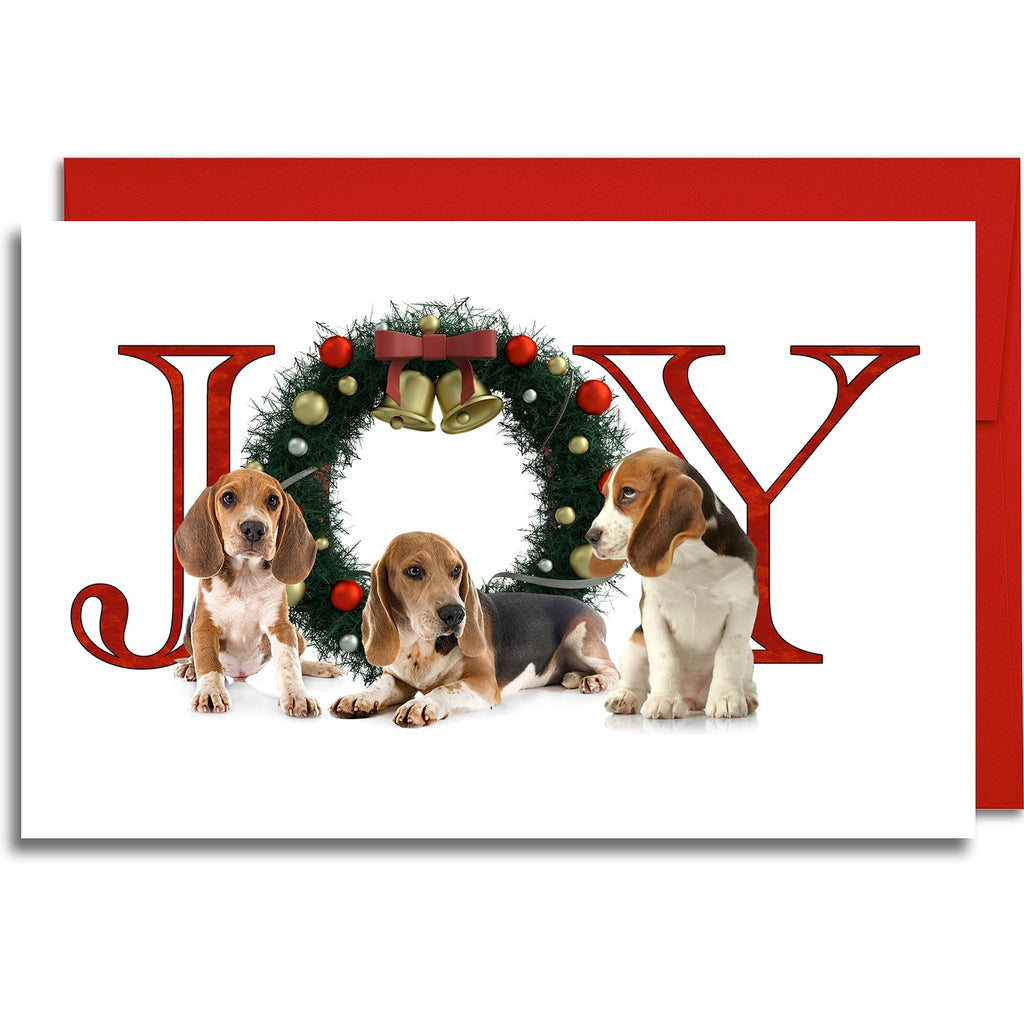 JOY Beagle - Greeting Card - 5.3x8 - 10 Pack Christmas